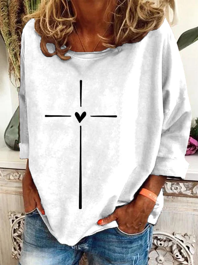 Women's Christian Cross Printed Sweatshirt