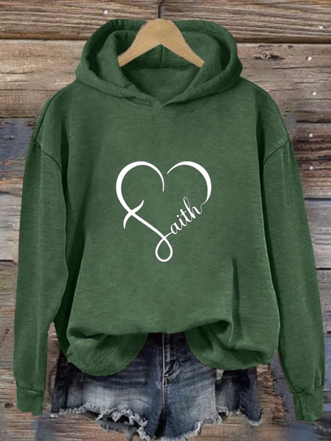 Women's Faith Cross Love Print Casual Round Neck Sweatshirt