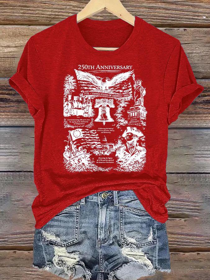 Women's Retro USA 250th Anniversary Print T-Shirt