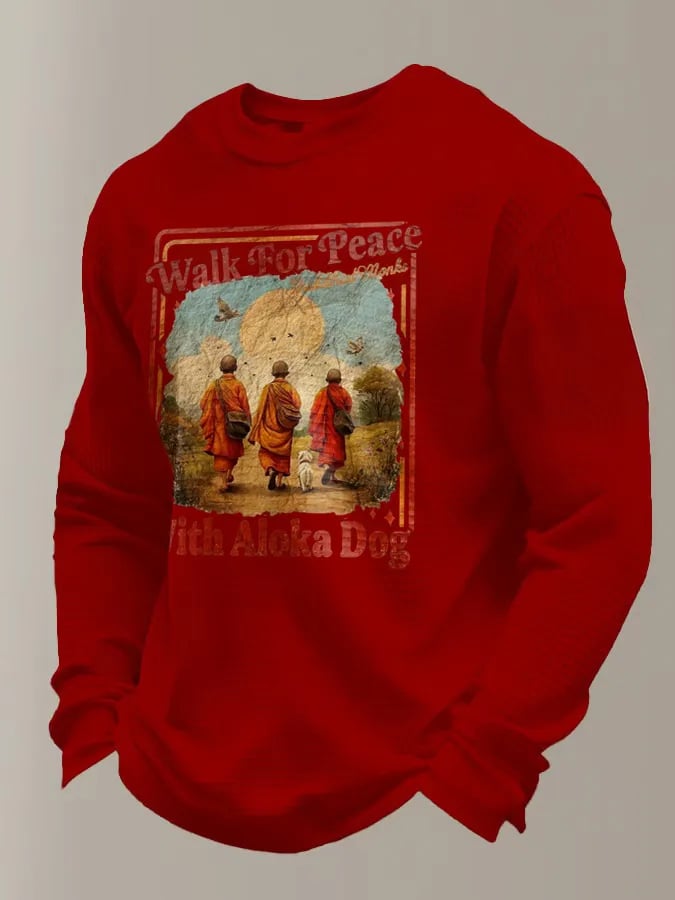 Men's Walk For Peace Printed Casual Long-Sleeved Top