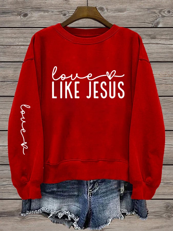 Women's Valentine's Day Faith Print Crew Neck Sweatshirt