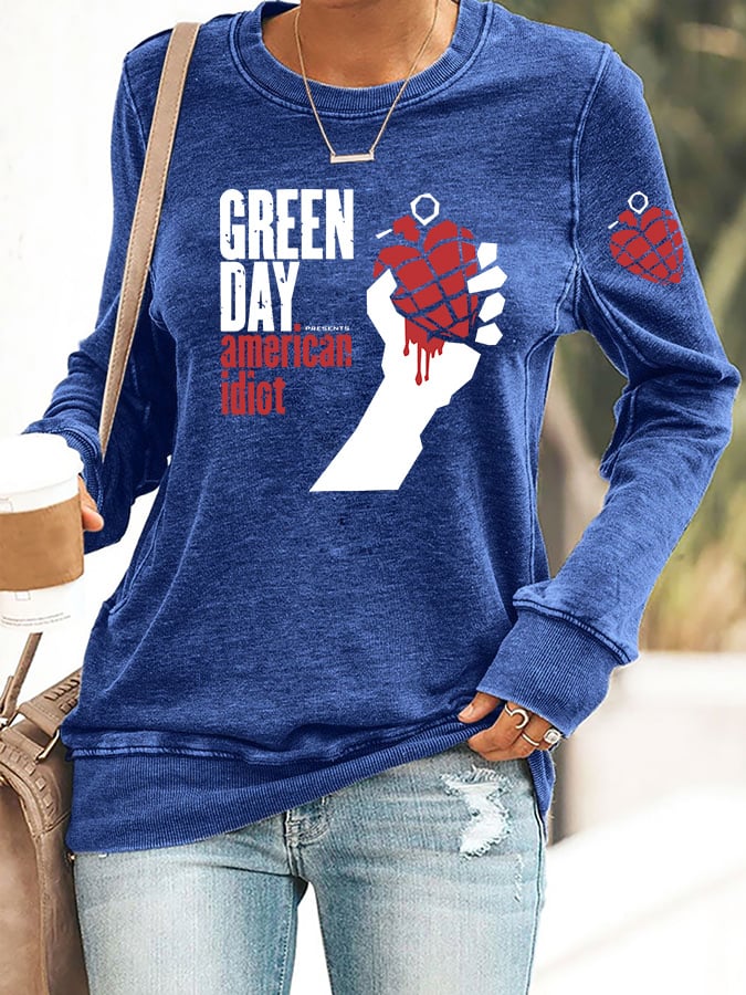 Women's Casual Rock Band Print Sweatshirt