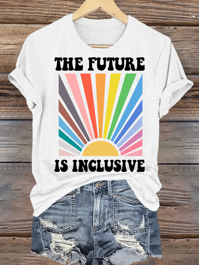 Women's Pride Month Rainbow Print T-Shirt