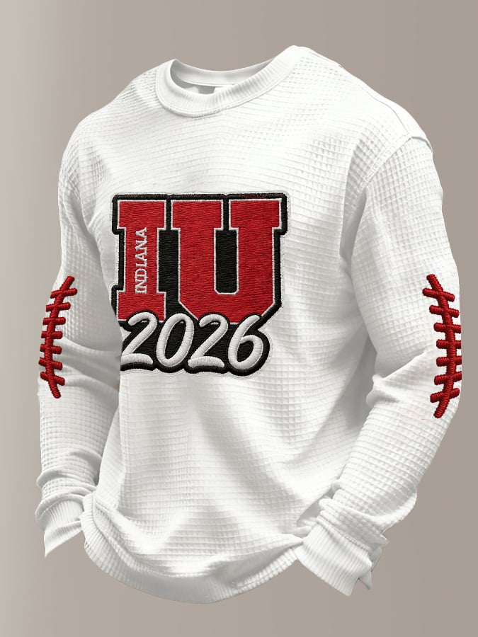 Men's Retro Football Print Casual Long-Sleeved Top