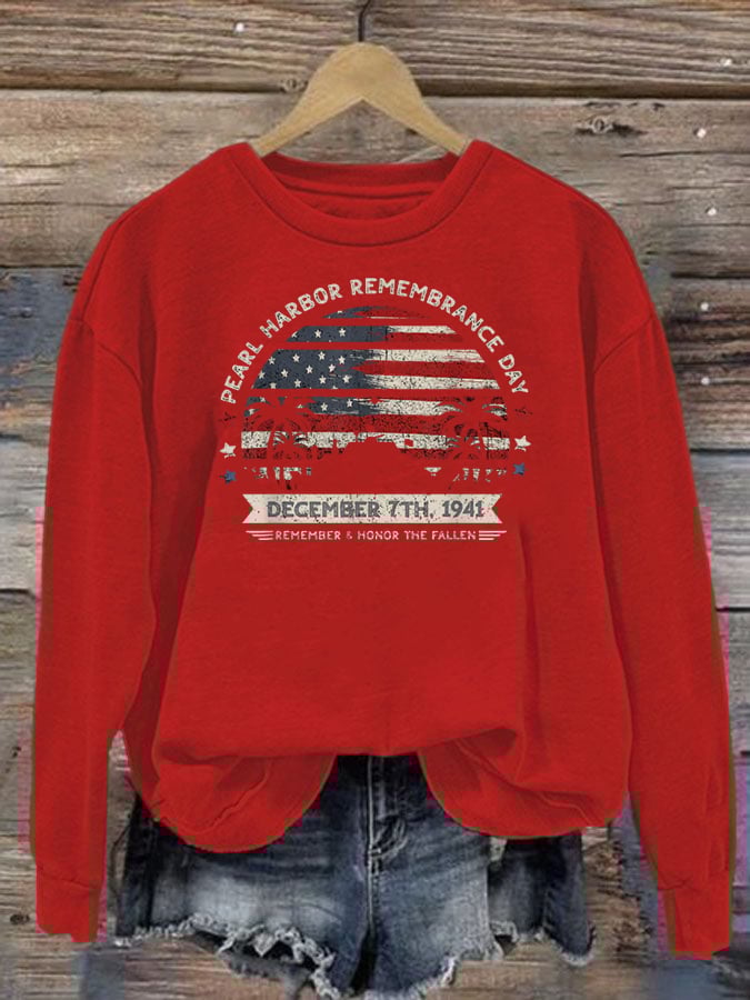 🔥Buy 3 Get 15% Off Women's Pearl Harbor Memorial Day Hawaii USA Flag Day of Infamy Sweatshirt