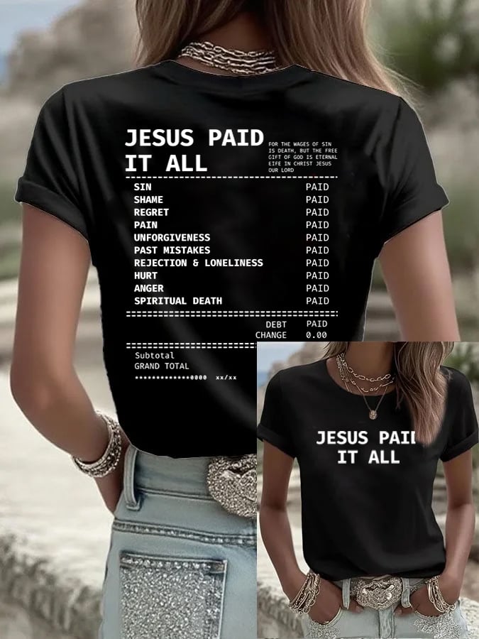Women's Jesus Paid It All Faith Print Shirt