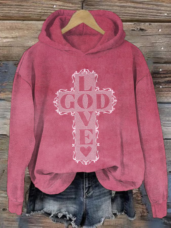 Women's Faith Valentine's Day Printed Casual Sweatshirt