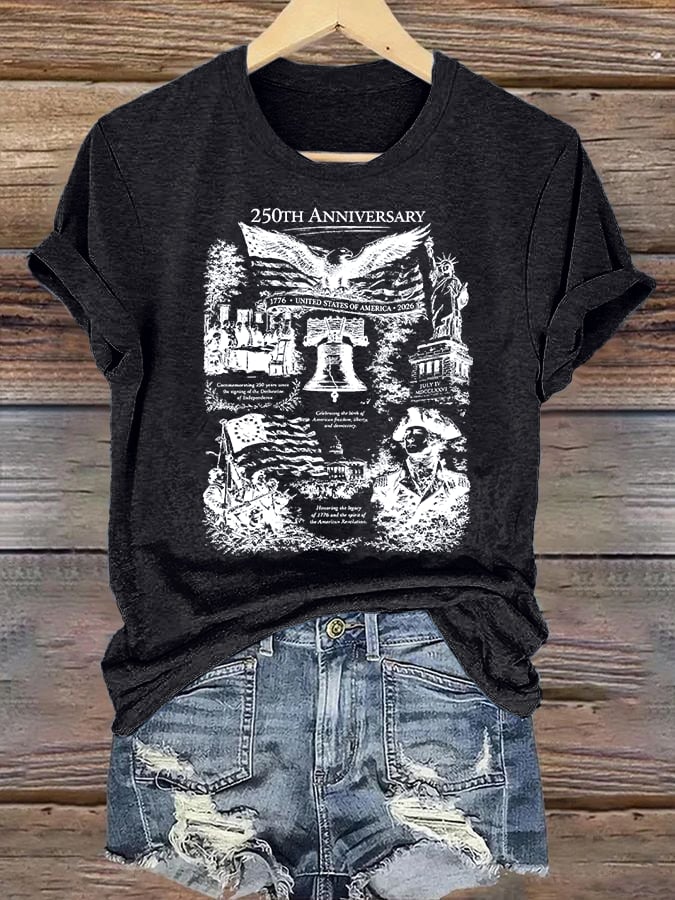 Women's Retro USA 250th Anniversary Print T-Shirt