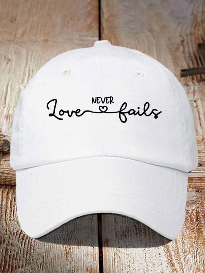 Love Never Fails Print Baseball Cap