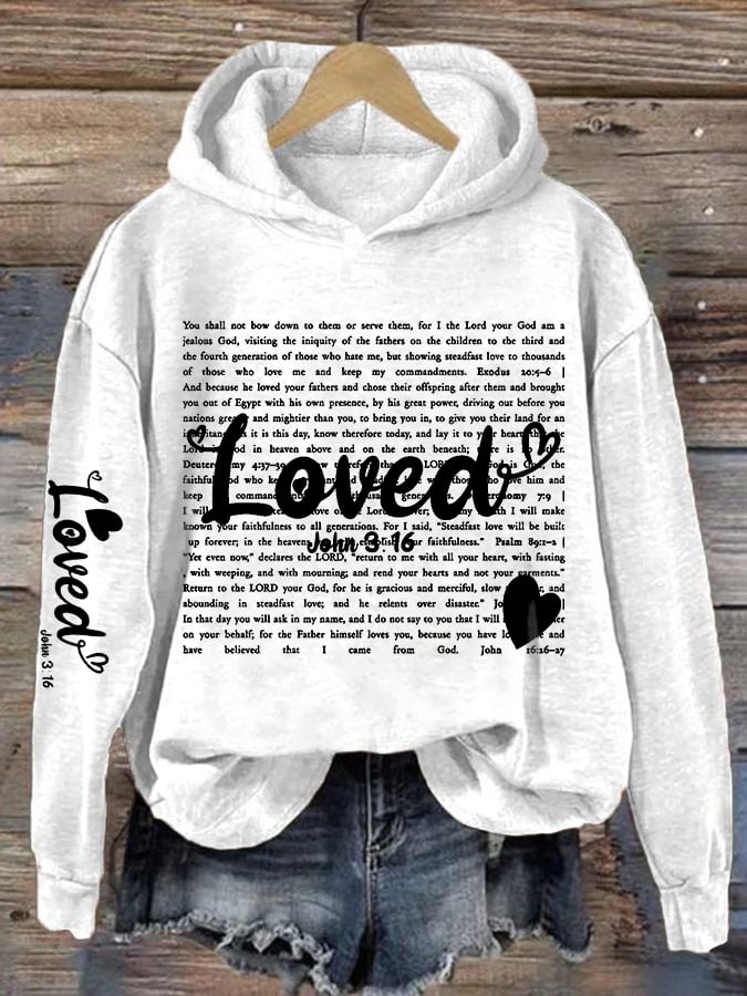 Women's Valentine's Day printed hooded sweatshirt