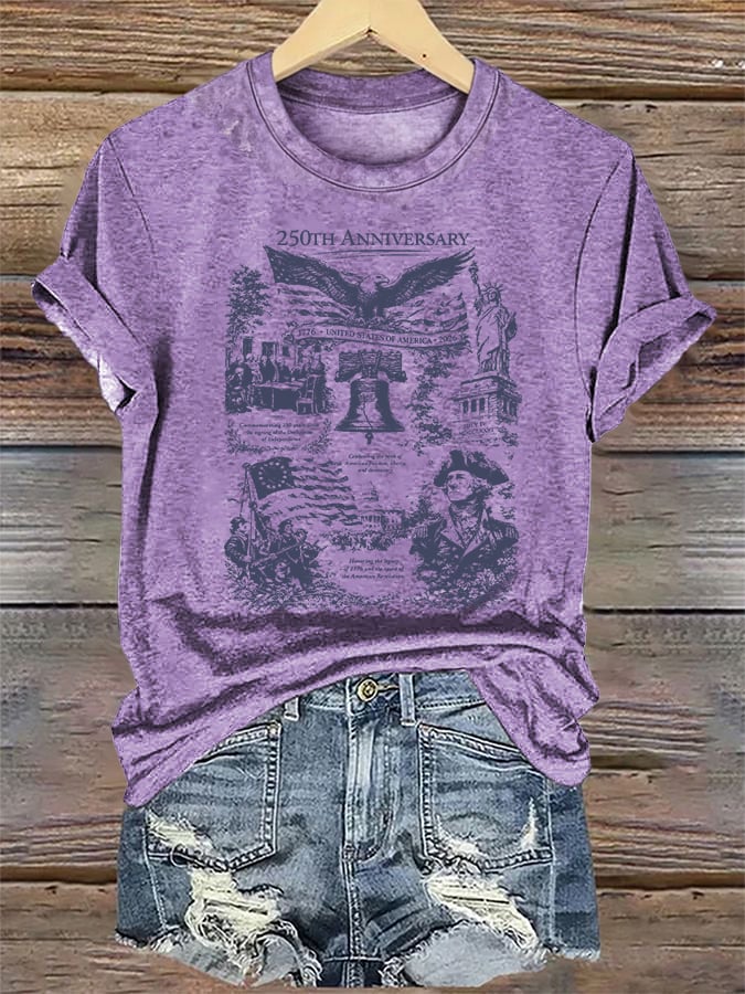 Women's Retro USA 250th Anniversary Print T-Shirt