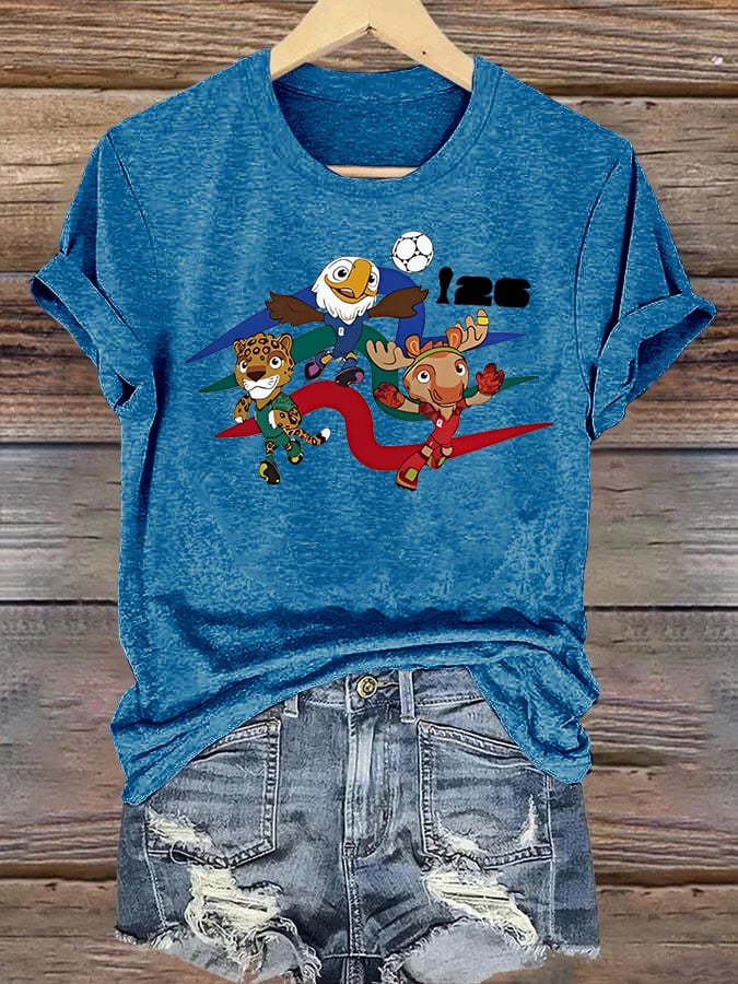 Women's 2026 World Cup Soccer Mascot printed T-shirt