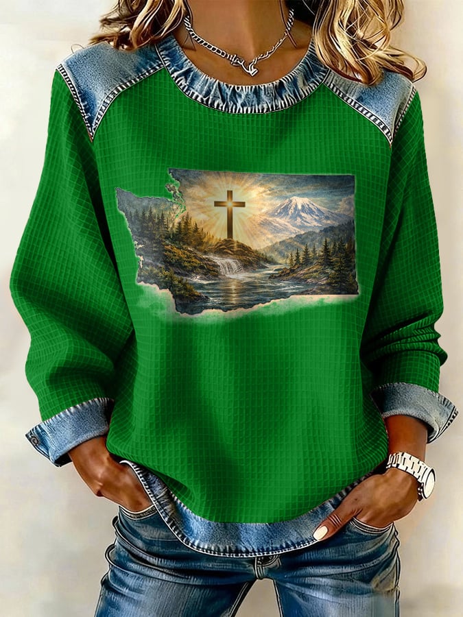 Retro Washington Strong When You Go Through Deep Waters, I Will Be With You Isaiah 43:2 Print Sweatshirt