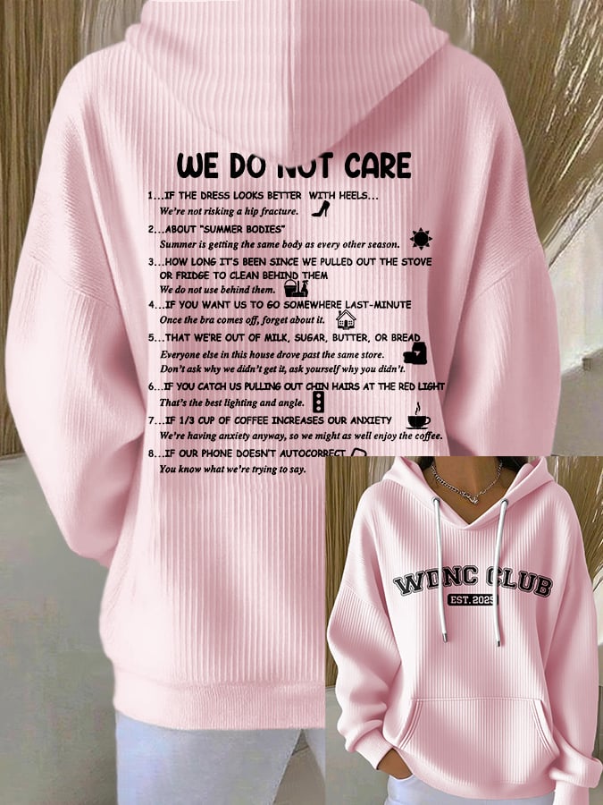 Retro Funny WDNC Club Menopause Perimenopause Print Hoodie