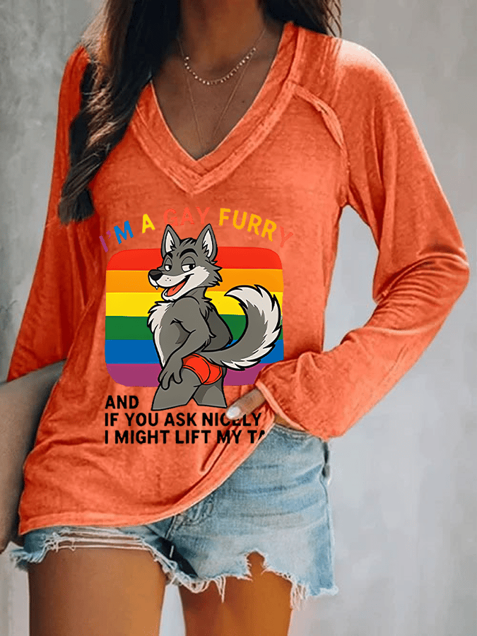 Women's I'm a gay furry Funny LGBTQ Pride Month Shirt