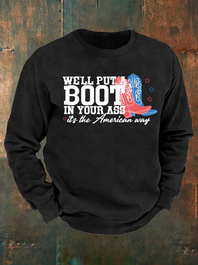 Men's Courtesy of the Red, White and Blue Cowboy Print Casual Sweatshirt