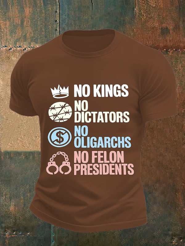 Men's No Kings No Dictators Protest print T-Shirt