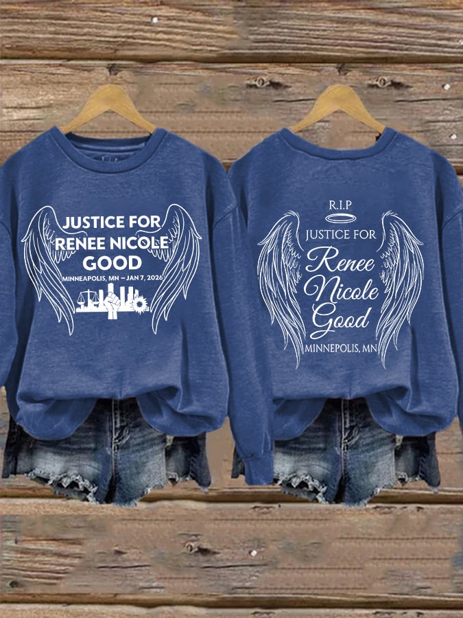 Retro Wings Justice For Renee Nicole Good Print Sweatshirt
