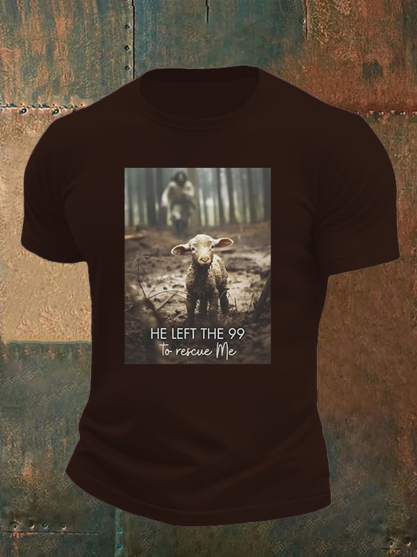 🔥Buy 3 Get 15% Off🔥Men's He Left the 99 to Rescue Me, Jesus and Lost Sheep, Christian T-shirt