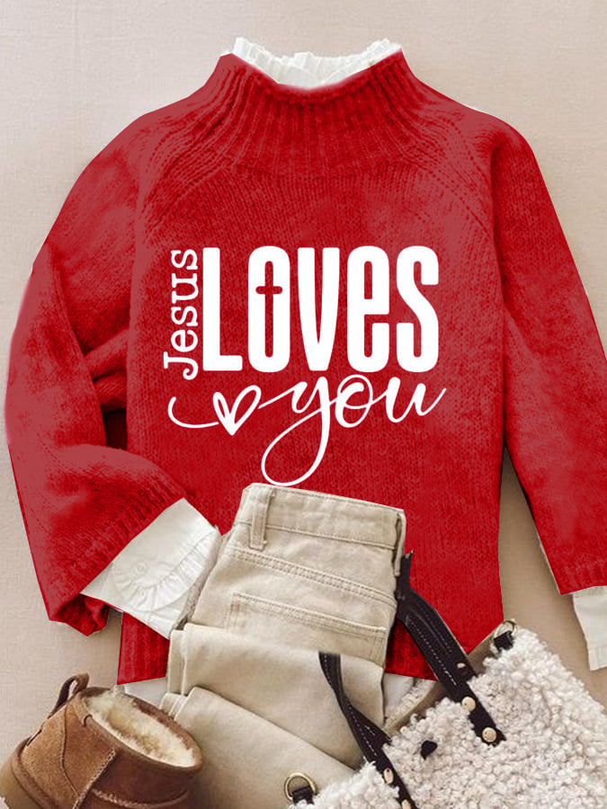 Women's Casual Valentine's Day Faith Knitted Turtleneck Bottoming Shirt