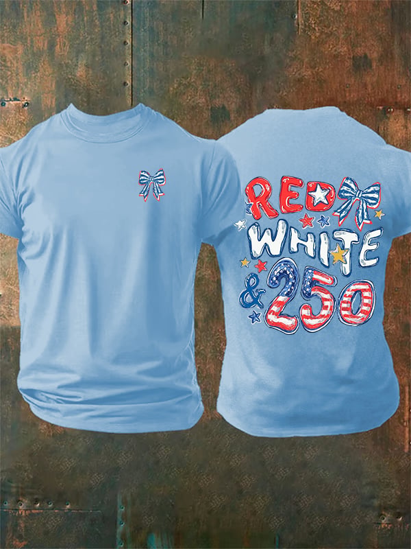 Men's RED WHITE &250 Print T-Shirt