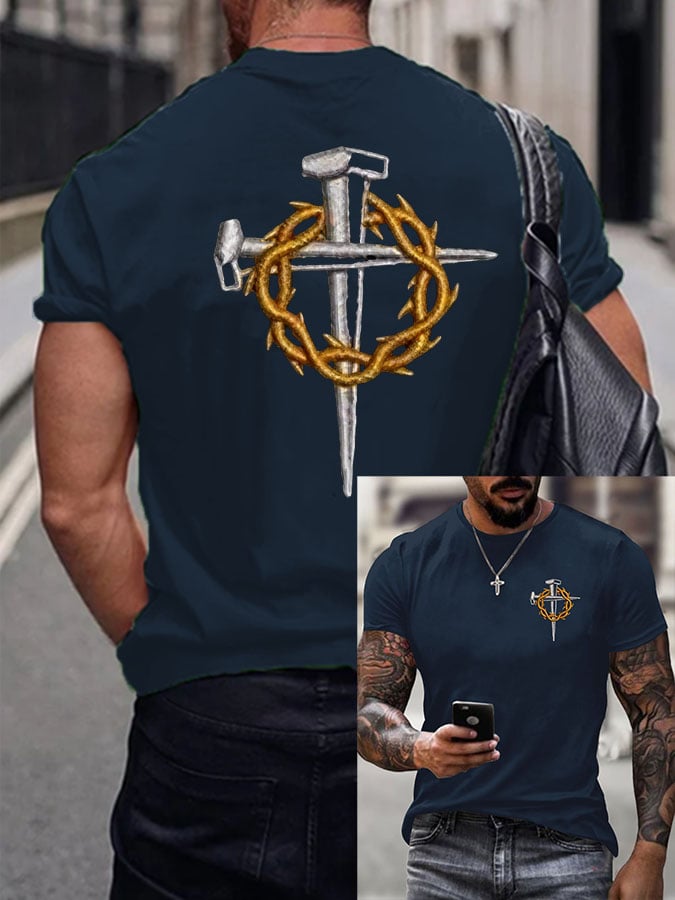 Men's Faith Cross Printed Casual T-shirt