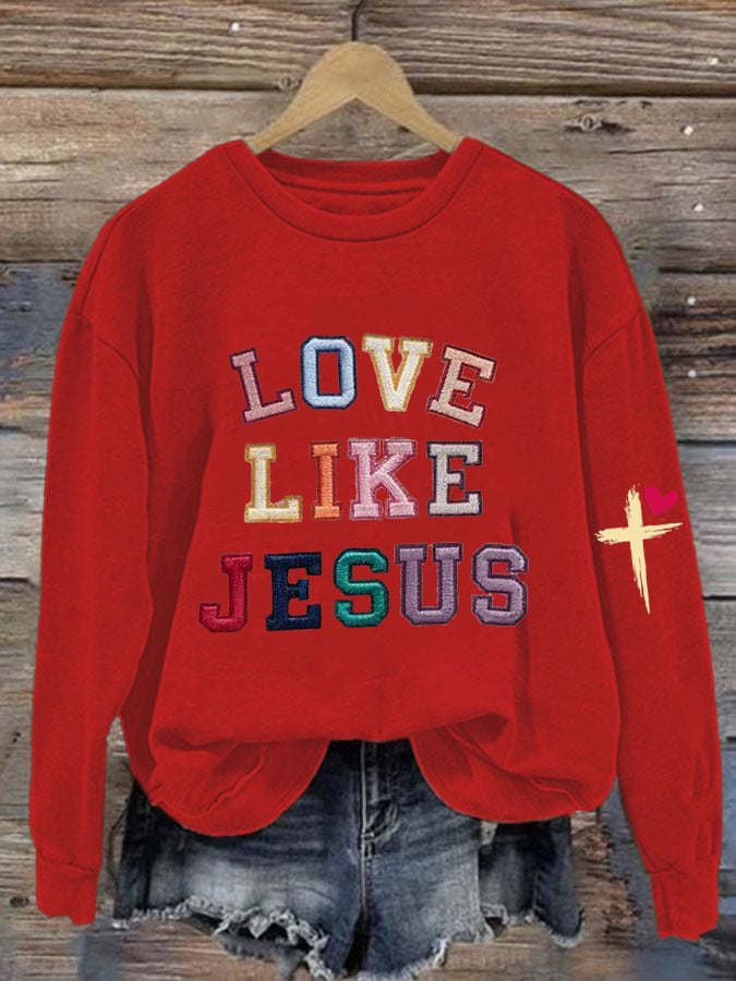 Women's Valentine's Day Printed Round Neck Sweatshirt