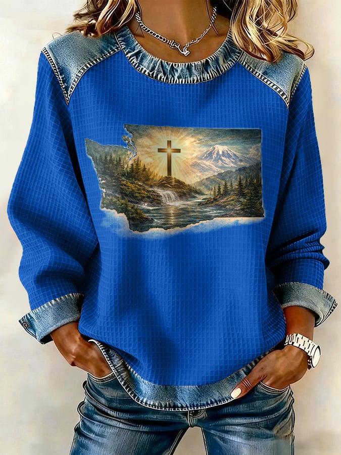 Retro Washington Strong When You Go Through Deep Waters, I Will Be With You Isaiah 43:2 Print Sweatshirt