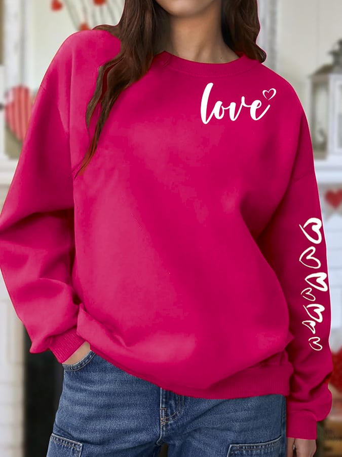 Women's Valentine's Day Printed Round Neck Sweatshirt