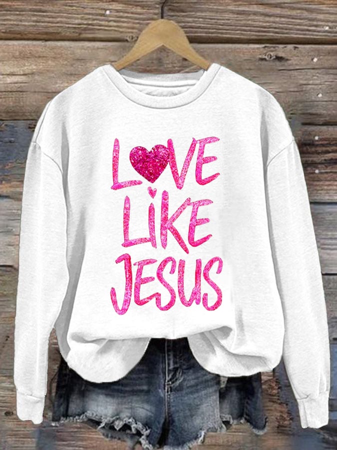 Women's Valentine's Day Heart Print Casual Sweatshirt