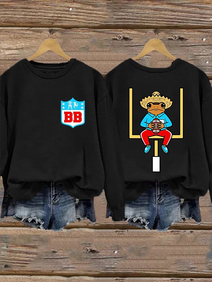 Women's Bunny Football Music Lover Print Casual Sweatshirt