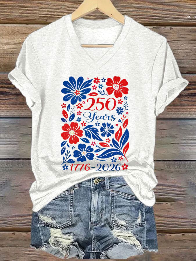 Women's 250th Anniversary Floral Print Short-Sleeve T-Shirt