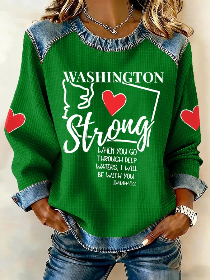 Retro Washington Strong When You Go Through Deep Waters, I Will Be With You Isaiah 43:2 Print Sweatshirt