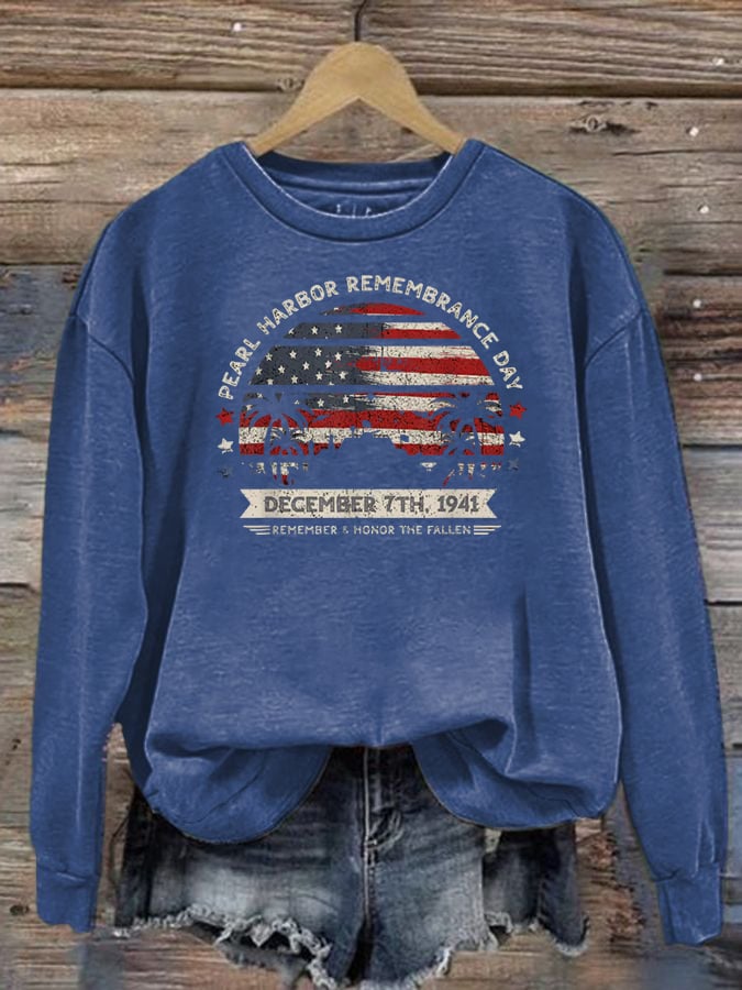 🔥Buy 3 Get 15% Off Women's Pearl Harbor Memorial Day Hawaii USA Flag Day of Infamy Sweatshirt