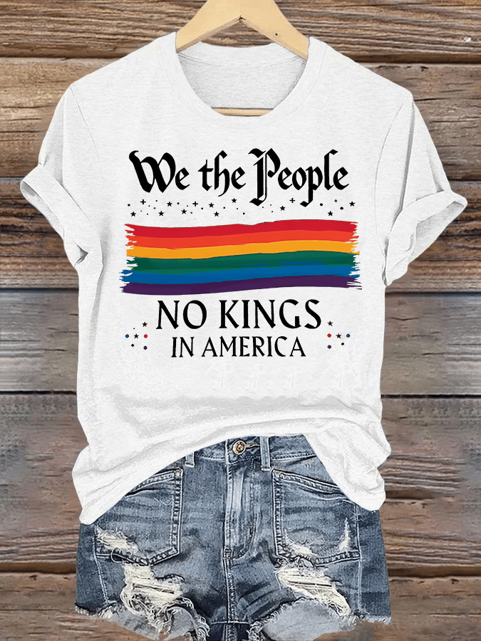 🔥Buy 3 Get 15% Off🔥Women's We the People NO KINGS IN AMERICA Printed Casual T-Shirt