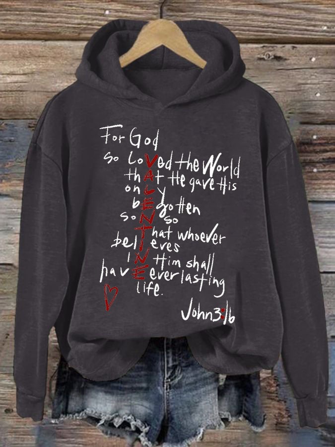 Women'S Casual For God So Loved The World Printed Long Sleeve Sweatshirt