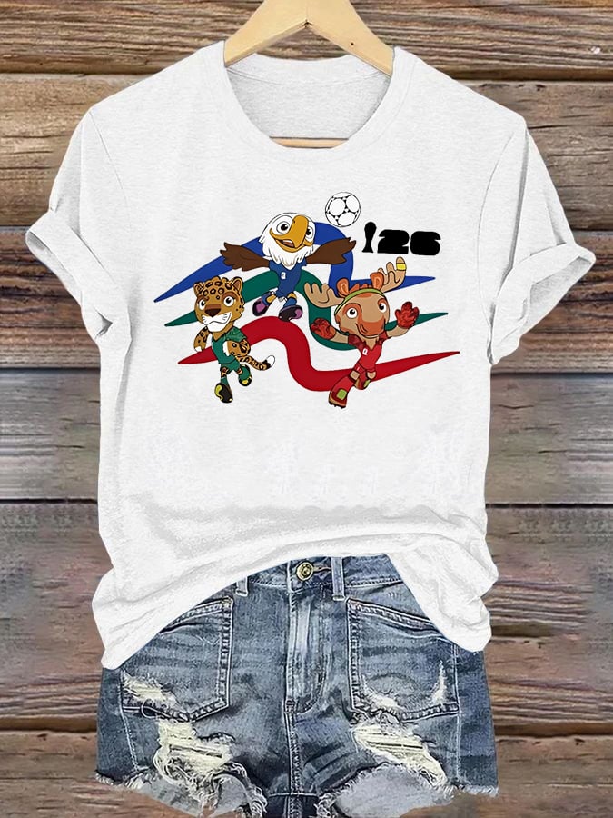 Women's 2026 World Cup Soccer Mascot printed T-shirt