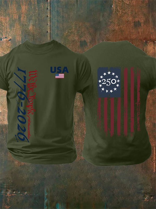 Men's USA 250TH Print Crew Neck T-Shirt
