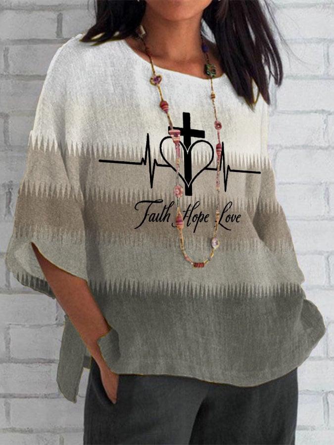 Women's Retro Faith Printed Top