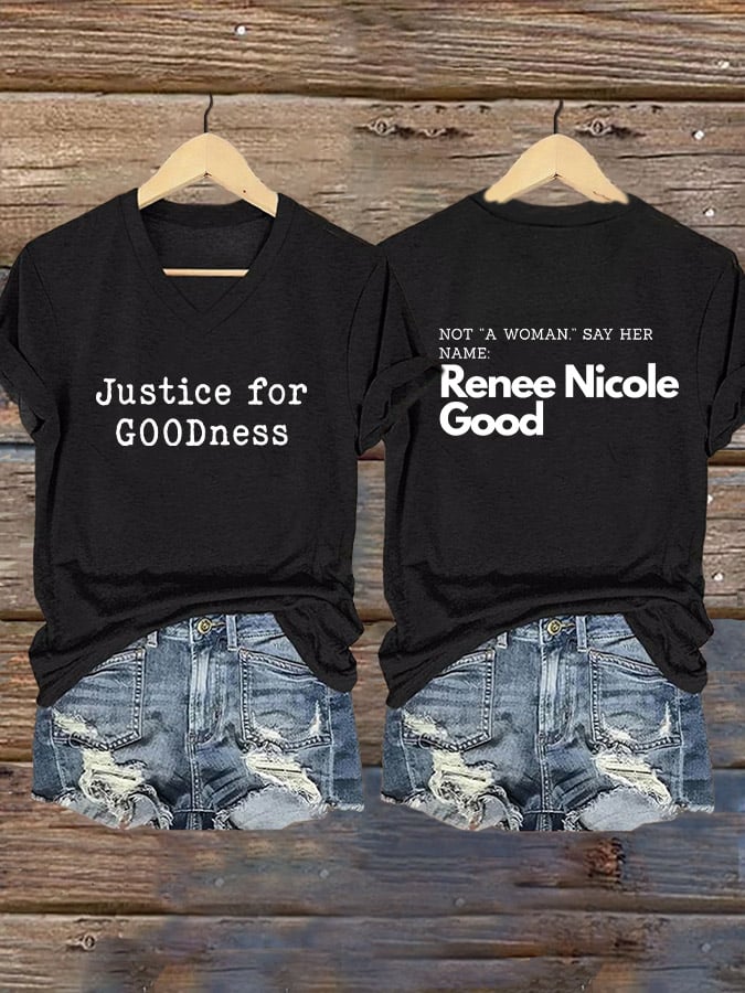 Women's Say Her Name Print V Neck T-shirt