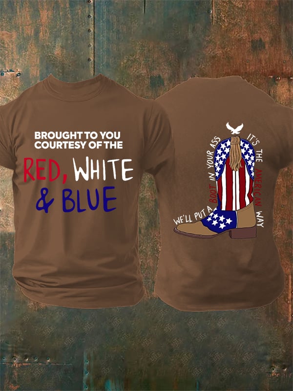 Men's RED, WHITE & BLUE Print T-Shirt