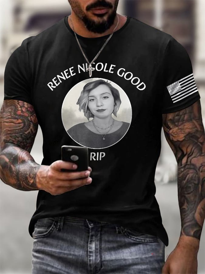 Men's Retro Justice For Renee Nicole Good Print T-Shirt