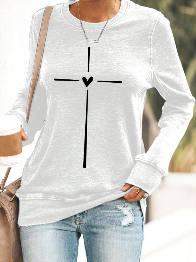 Women's Christian Cross Printed Sweatshirt