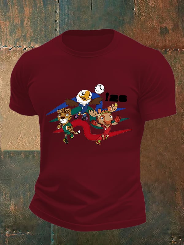 Men's 2026 World Cup Soccer Mascot printed T-shirt