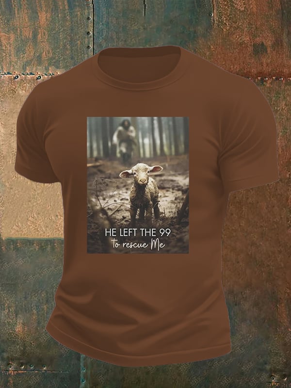 🔥Buy 3 Get 15% Off🔥Men's He Left the 99 to Rescue Me, Jesus and Lost Sheep, Christian T-shirt