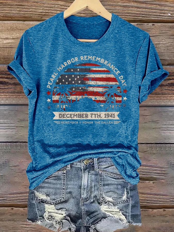 🔥Buy 3 Get 15% Off Women's Pearl Harbor Memorial Day Hawaii USA Flag Day of Infamy T-shirt