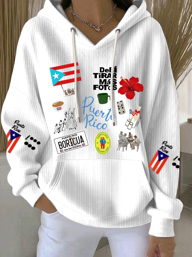 Women's Puerto Rico Print Casual Sweatshirt