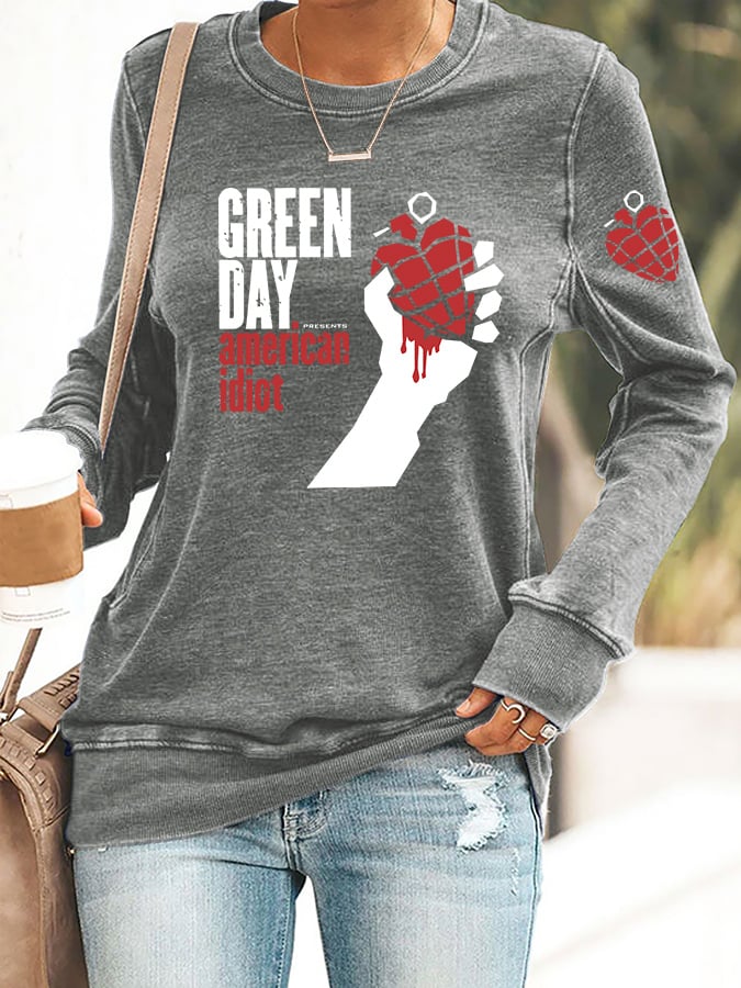 Women's Casual Rock Band Print Sweatshirt