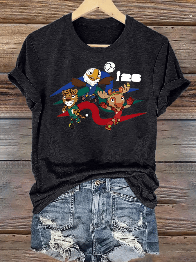 Women's 2026 World Cup Soccer Mascot printed T-shirt