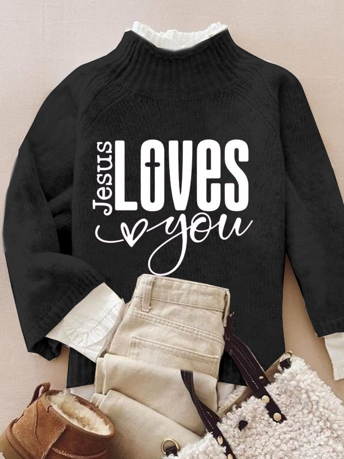 Women's Casual Valentine's Day Faith Knitted Turtleneck Bottoming Shirt